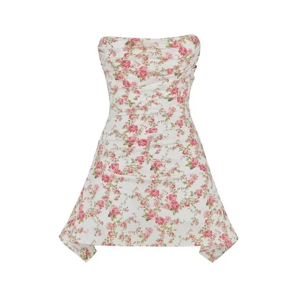 House of CB ‘Jasmine’ Rose Print Draped Corset Dress NWOT - Picture 12 of 17